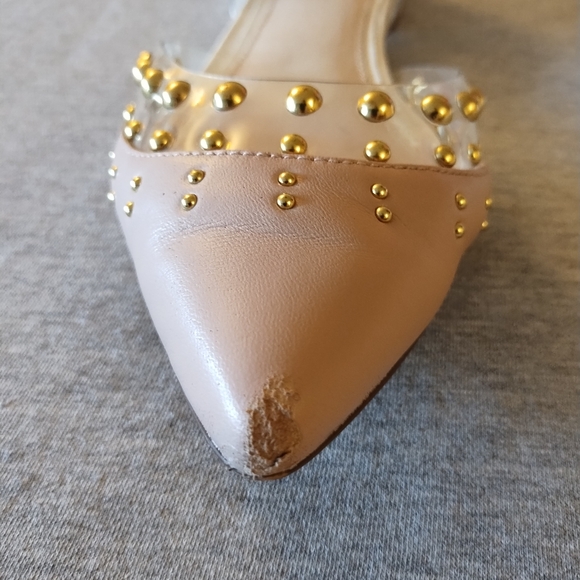 Cecelia New York Min Bare Clear Alabaster Color Blocked Studded Flats Size 8 - Picture 12 of 16